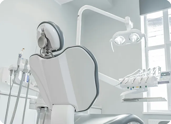 dental chair setup with overhead lighting